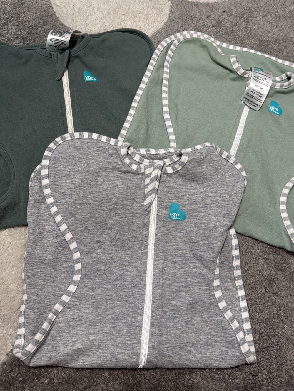 Love to Dream Swaddle Sack Set - Gray, Sage, Dark Green